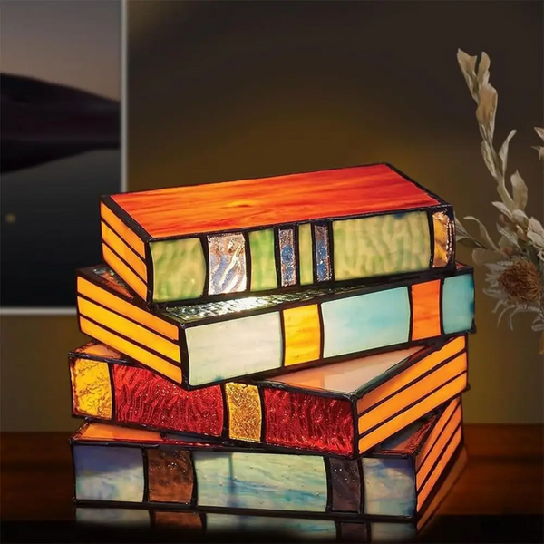 Stained Glass Book Lamp – Elegant Lighting for Book Enthusiasts