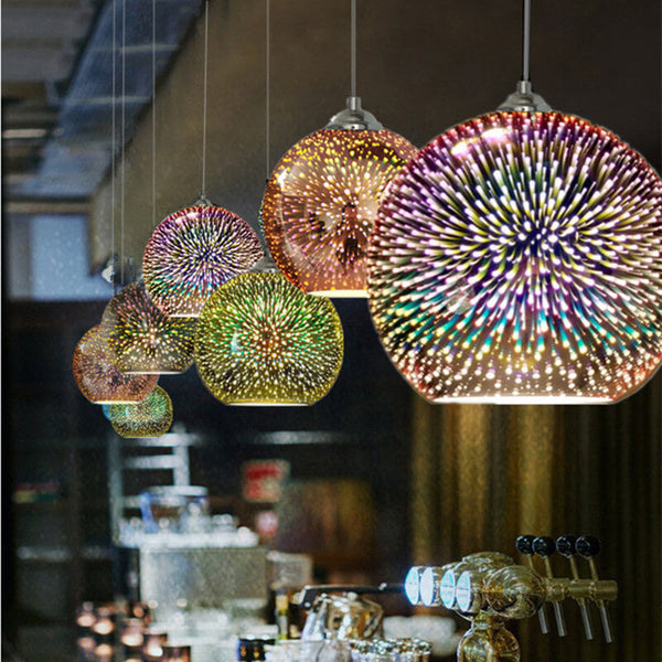 Modern 3D Firework Glass Dome Pendant Light – Colourful Design for Stunning Interiors