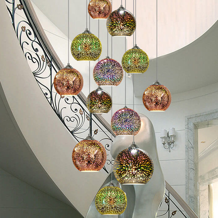 Modern 3D Firework Glass Dome Pendant Light – Colourful Design for Stunning Interiors