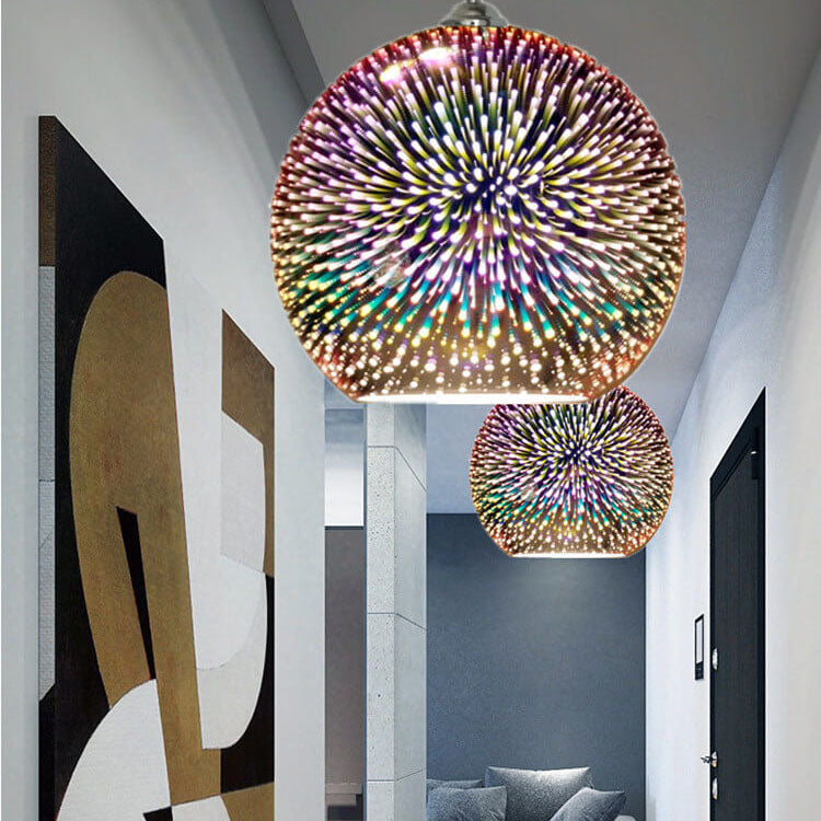 Modern 3D Firework Glass Dome Pendant Light – Colourful Design for Stunning Interiors