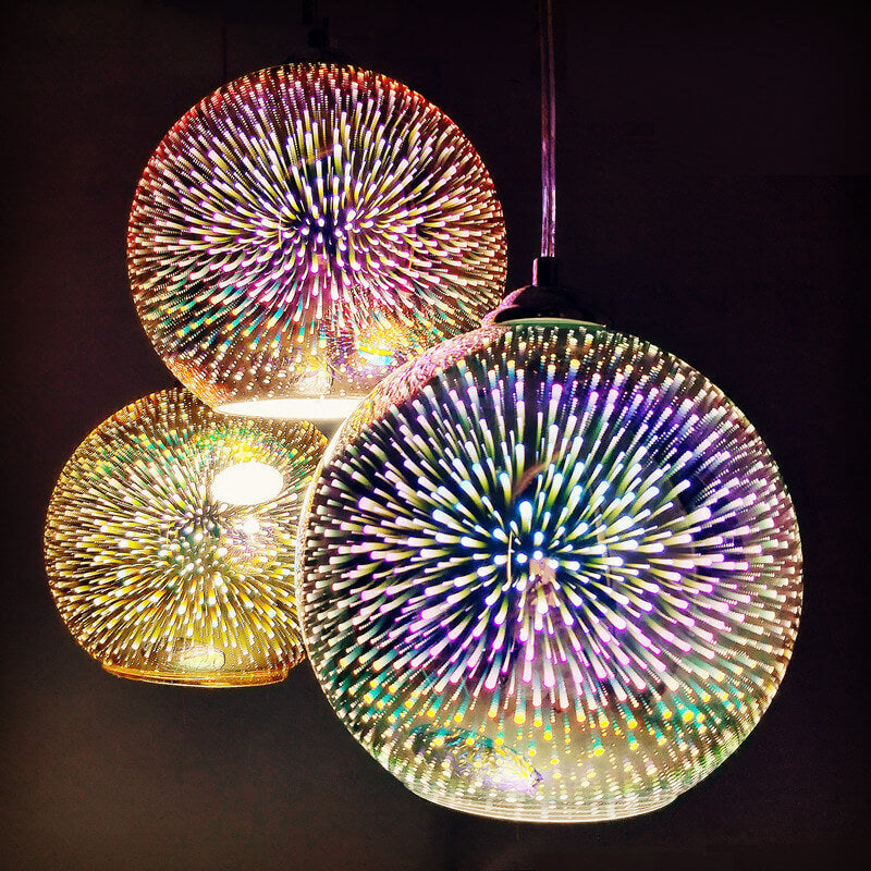 Modern 3D Firework Glass Dome Pendant Light – Colourful Design for Stunning Interiors