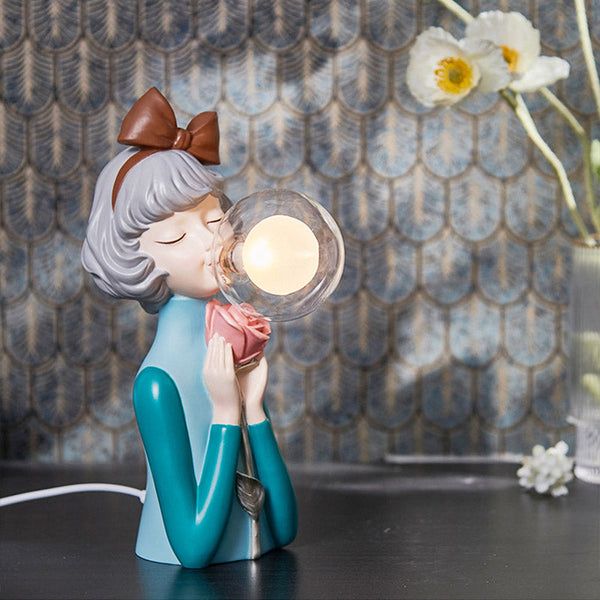 Bubble Girl Decorative Table Lamp – Unique Resin Night Light for Home and Bedroom