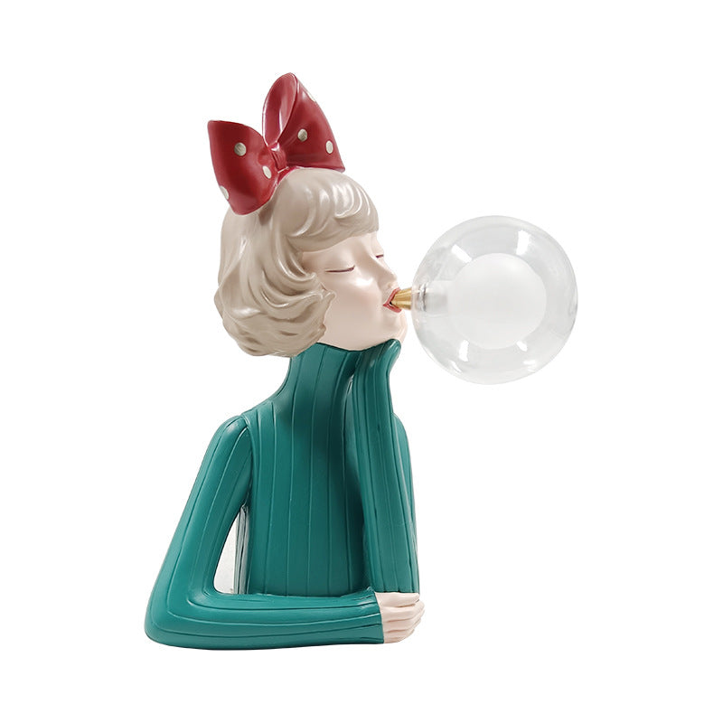 Bubble Girl Decorative Table Lamp – Unique Resin Night Light for Home and Bedroom