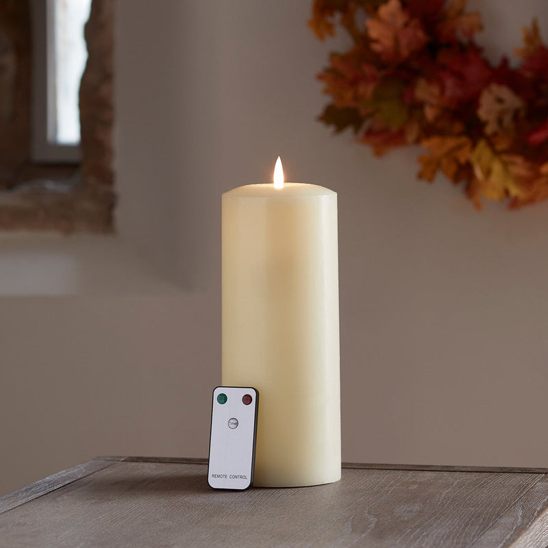 LED Pillar Candle 25cm – Real Wax Flickering Candle with Remote Control