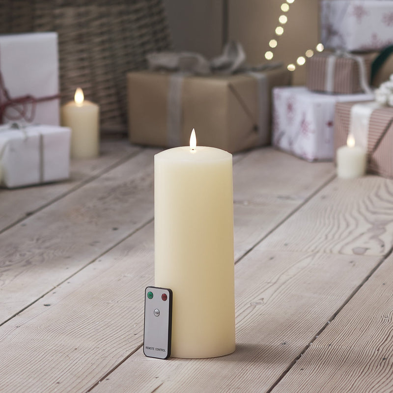 LED Pillar Candle 25cm – Real Wax Flickering Candle with Remote Control