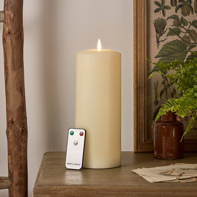 LED Pillar Candle 25cm – Real Wax Flickering Candle with Remote Control