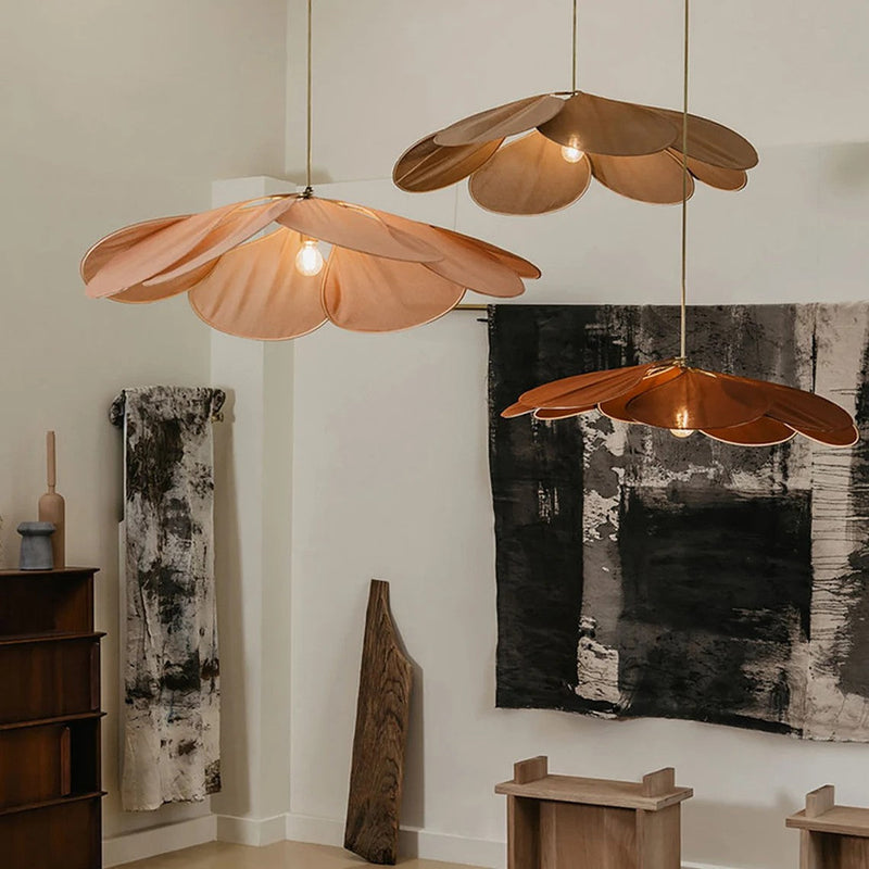 Elegant Nordic Petal Chandelier – Fabric Pendant Light for Dining Room and Living Room