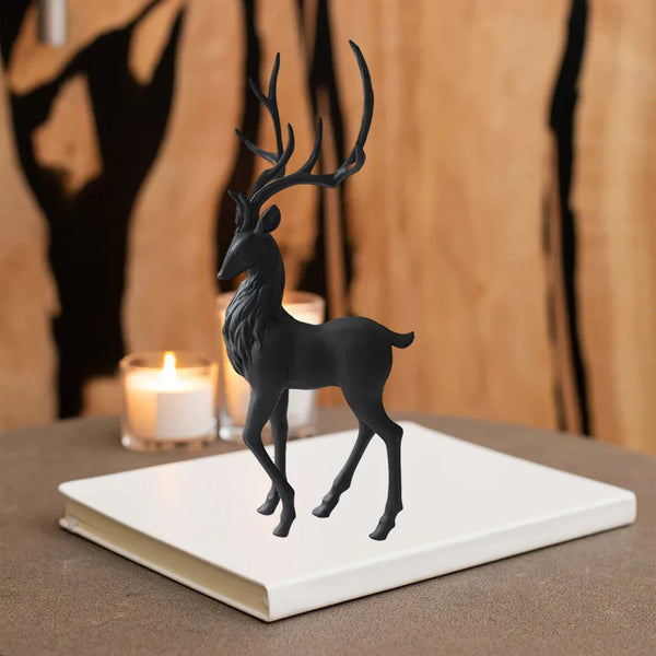 Modern Black Resin Deer Sculptures – Elegant Stag Ornaments for Living Room and Home Décor