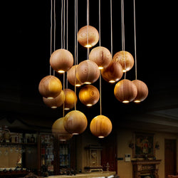 Modern Wooden Sphere Pendant Light – Elegant Lighting for Dining Rooms and Living Spaces