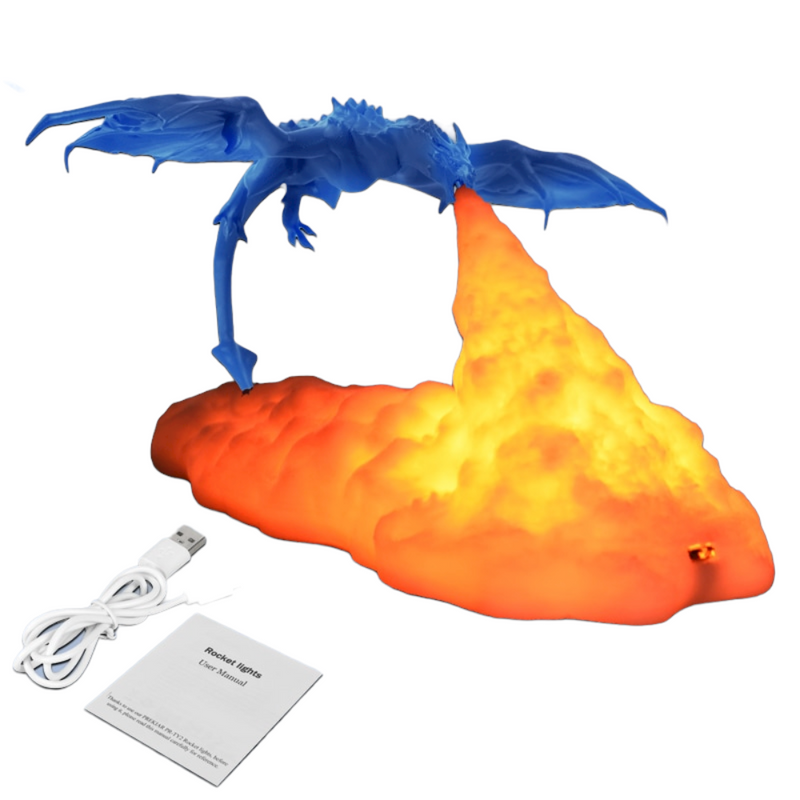 3D Flying Dragon Table Lamp – Rechargeable LED Light with Flame Effect