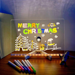 LED Glow Drawing and Message Board for Kids – Colourful Light-Up Writing Pad with Adjustable Stand and Reusable Markers