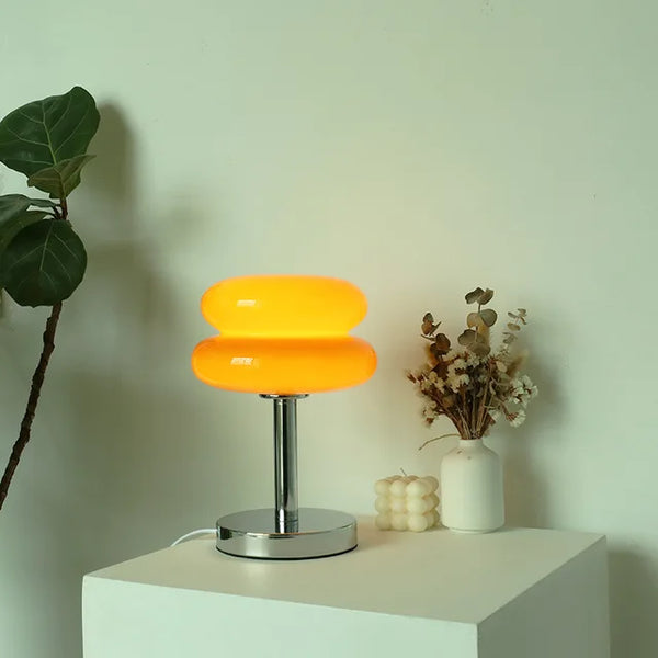 Vintage Glass Table Lamp – Colourful Bedroom and Bedside Light for a Cosy Atmosphere