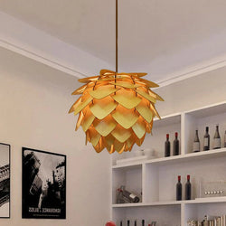 Handcrafted Wooden Pinecone Pendant Light – Natural Elegance for Your Home