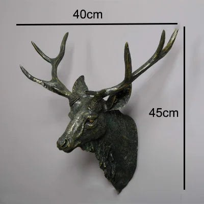 Faux Stag Head Wall Décor – Handcrafted Resin Deer Head with Antlers for Modern and Rustic Home Interiors