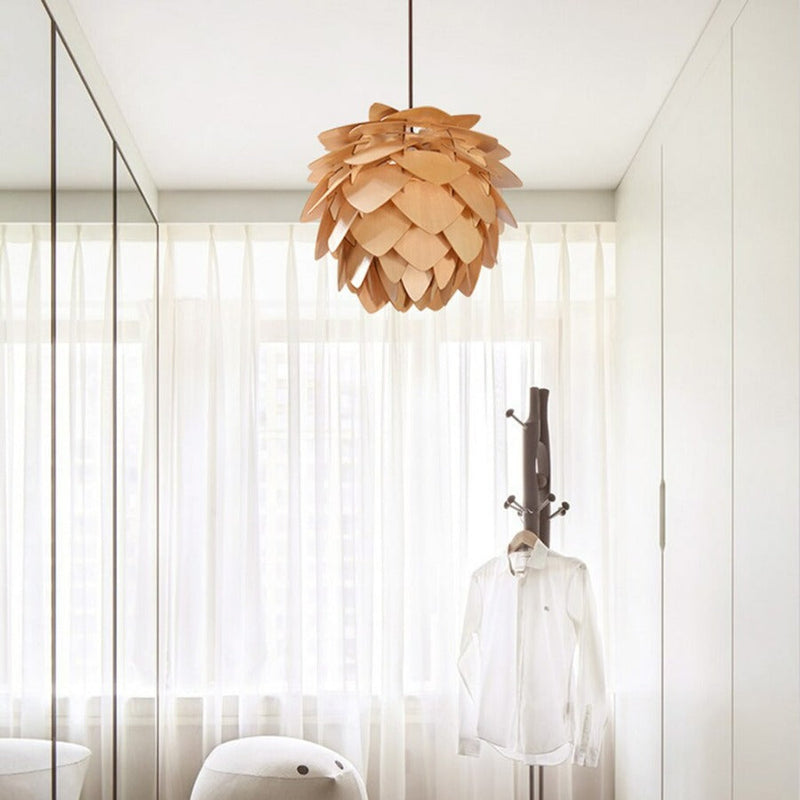 Handcrafted Wooden Pinecone Pendant Light – Natural Elegance for Your Home