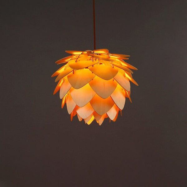 Handcrafted Wooden Pinecone Pendant Light – Natural Elegance for Your Home