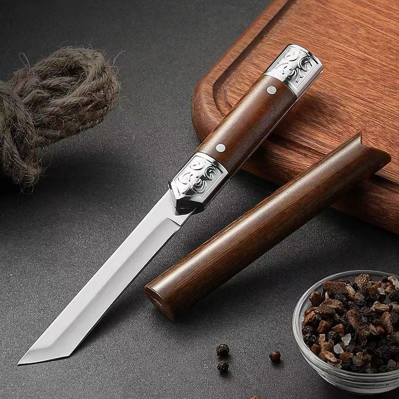 Handcrafted Utility Knife with Japanese Wooden Handle – Precision and Elegance for Every Kitchen