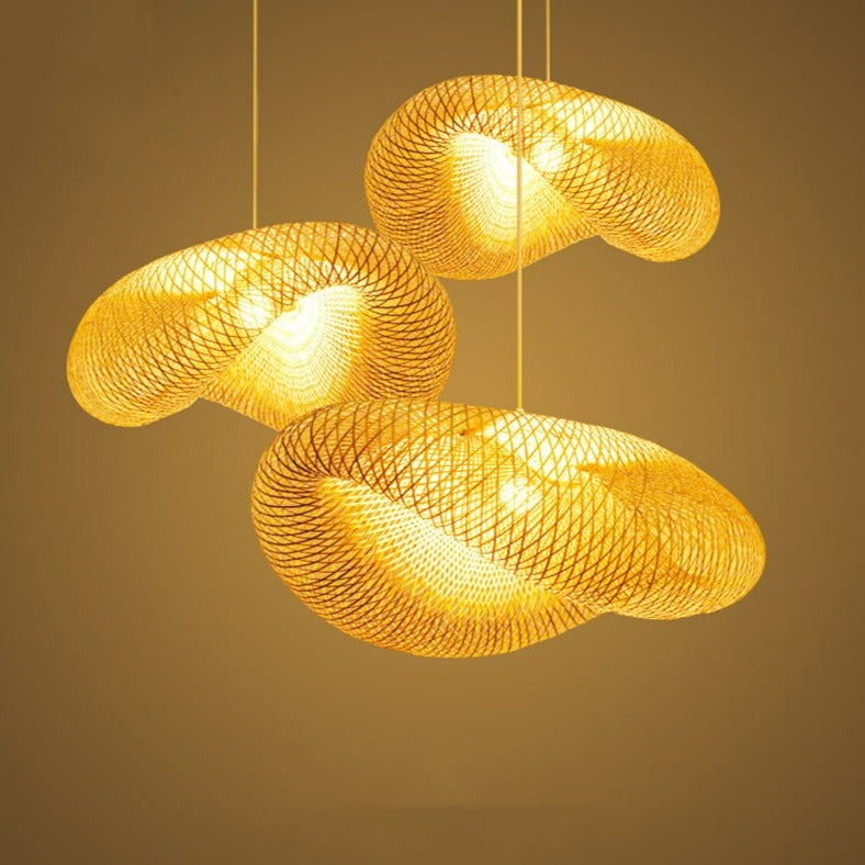 Handcrafted Bamboo Pendant Light – Modern Braided Hanging Lamp