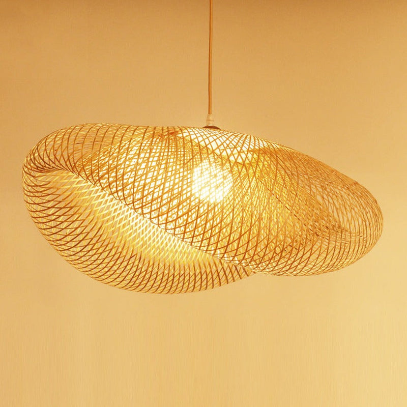 Handcrafted Bamboo Pendant Light – Modern Braided Hanging Lamp