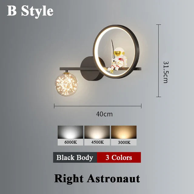 Modern LED Wall Lamp with Starry Projection – Space Theme for Kids' Rooms and Living Spaces