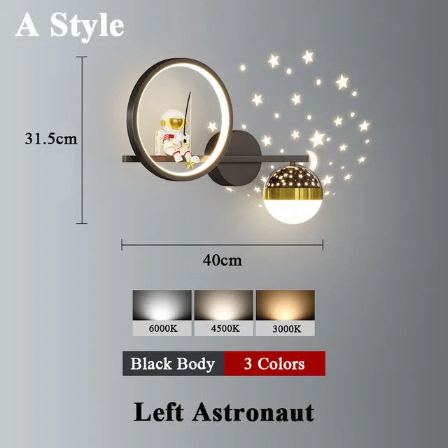 Modern LED Wall Lamp with Starry Projection – Space Theme for Kids' Rooms and Living Spaces