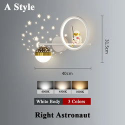 Modern LED Wall Lamp with Starry Projection – Space Theme for Kids' Rooms and Living Spaces