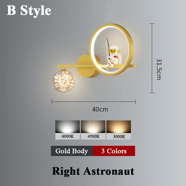 Modern LED Wall Lamp with Starry Projection – Space Theme for Kids' Rooms and Living Spaces