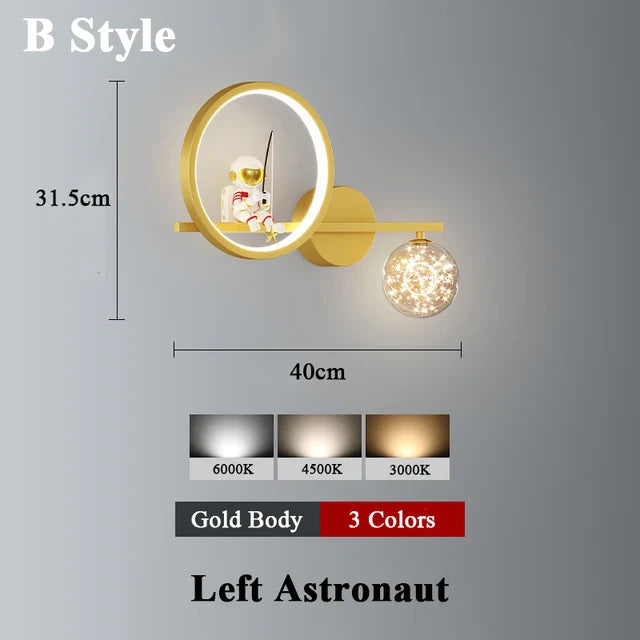 Modern LED Wall Lamp with Starry Projection – Space Theme for Kids' Rooms and Living Spaces