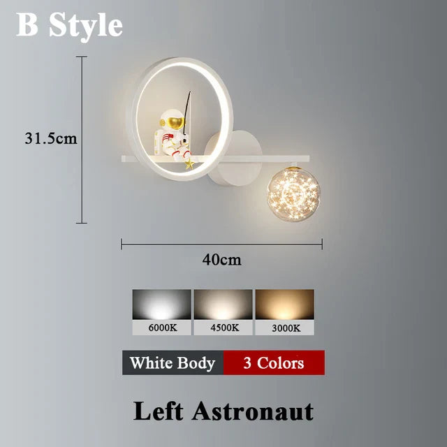 Modern LED Wall Lamp with Starry Projection – Space Theme for Kids' Rooms and Living Spaces