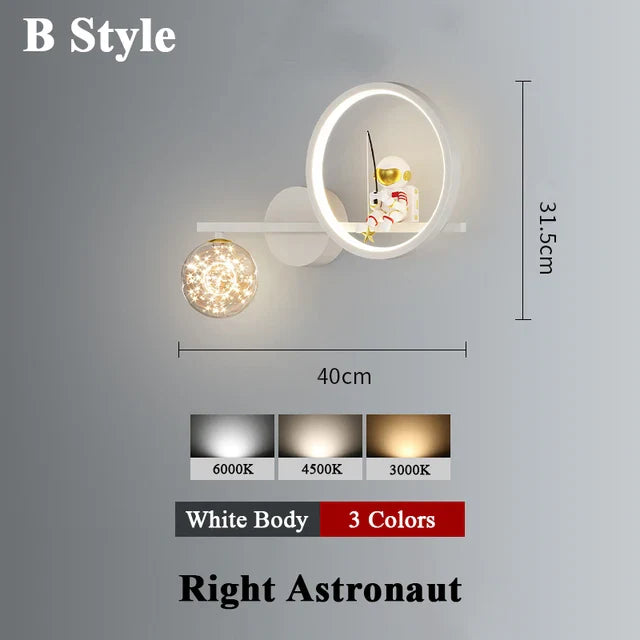 Modern LED Wall Lamp with Starry Projection – Space Theme for Kids' Rooms and Living Spaces