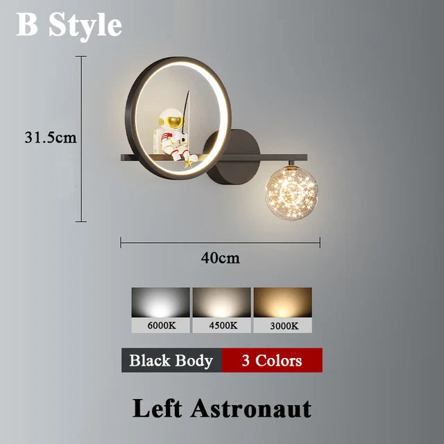 Modern LED Wall Lamp with Starry Projection – Space Theme for Kids' Rooms and Living Spaces