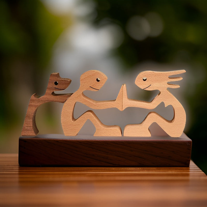 Handcrafted Wooden Sculpture "Loyal Bond" – Human and Dog – A Symbol of Love and Loyalty