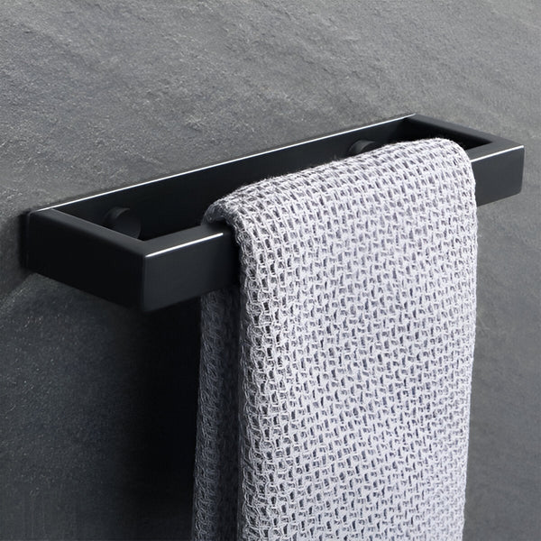 Matte Black Stainless Steel Towel Holder – Wall-Mounted Towel Rail in 20/30/40/50 cm