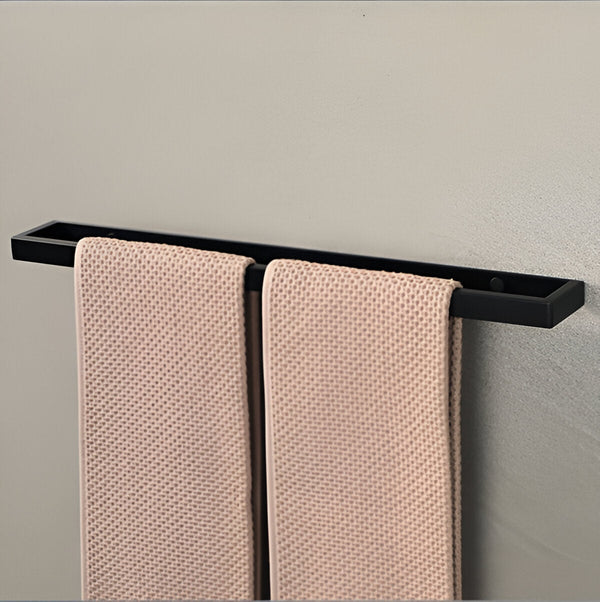 Matte Black Stainless Steel Towel Holder – Wall-Mounted Towel Rail in 20/30/40/50 cm