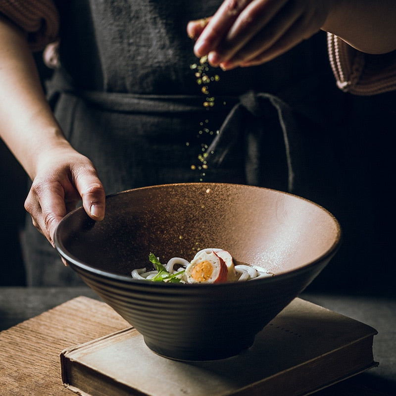 Japanese Ceramic Ramen Bowl Set – Stylish Large Bowls for Noodles, Soup, and Rice