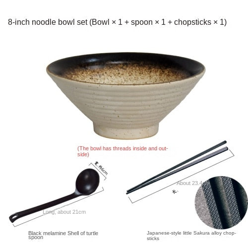 Japanese Ceramic Ramen Bowl Set – Stylish Large Bowls for Noodles, Soup, and Rice