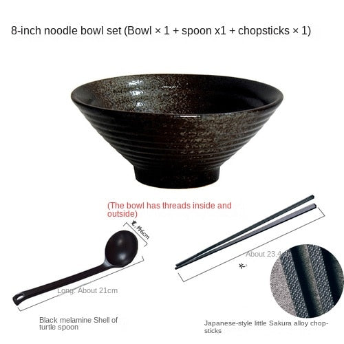 Japanese Ceramic Ramen Bowl Set – Stylish Large Bowls for Noodles, Soup, and Rice