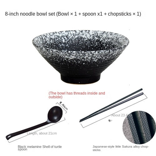 Japanese Ceramic Ramen Bowl Set – Stylish Large Bowls for Noodles, Soup, and Rice