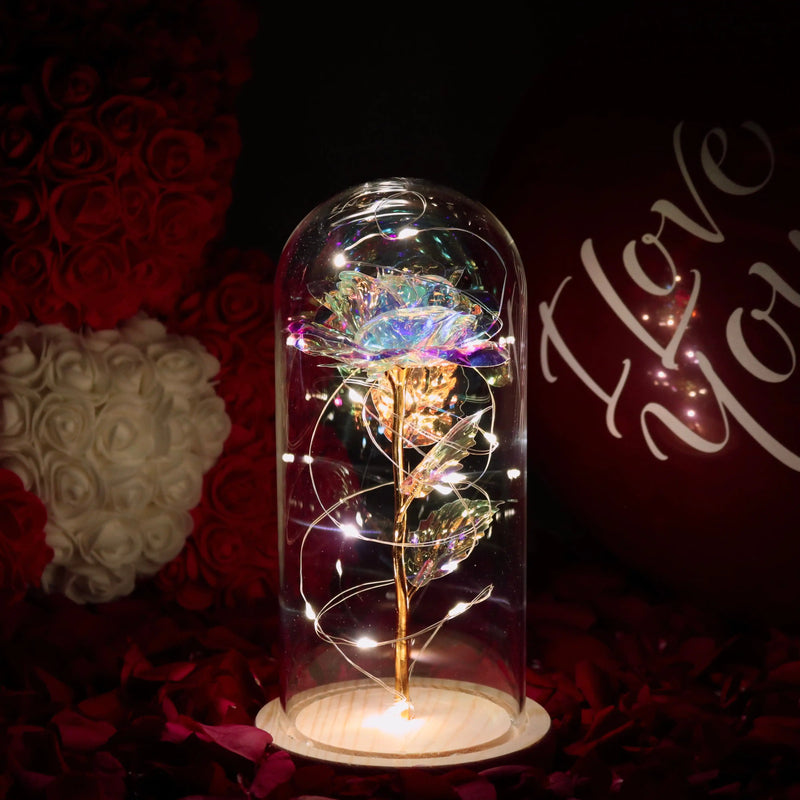 Galaxy Rose Eternal Love Lamp – Enchanting LED Light with Glass Dome