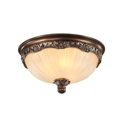 Classic Flush Mount Ceiling Light – Timeless Bronze Finish with White Glass Shade