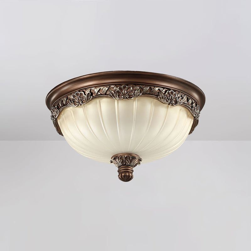 Classic Flush Mount Ceiling Light – Timeless Bronze Finish with White Glass Shade