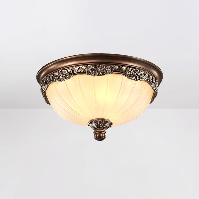 Classic Flush Mount Ceiling Light – Timeless Bronze Finish with White Glass Shade