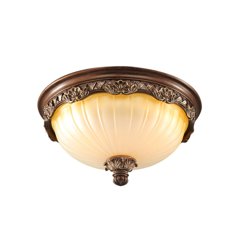 Classic Flush Mount Ceiling Light – Timeless Bronze Finish with White Glass Shade