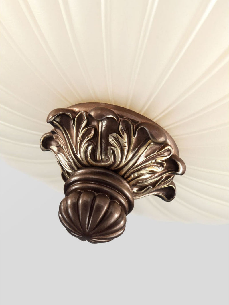 Classic Flush Mount Ceiling Light – Timeless Bronze Finish with White Glass Shade