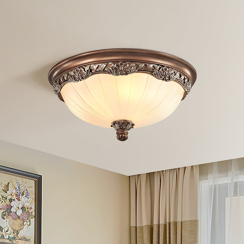 Classic Flush Mount Ceiling Light – Timeless Bronze Finish with White Glass Shade