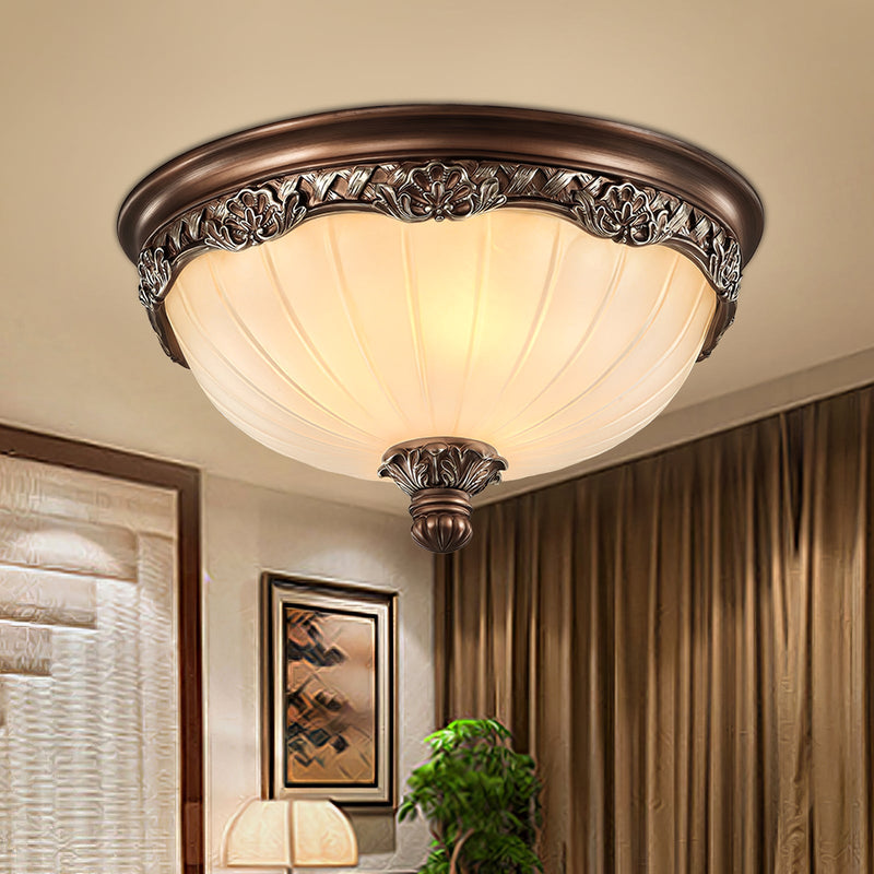 Classic Flush Mount Ceiling Light – Timeless Bronze Finish with White Glass Shade