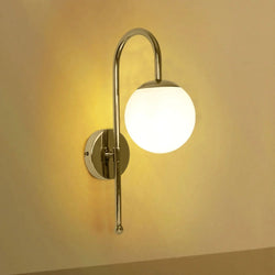 Wall Light – Modern Gold Wall Lamp with Frosted Glass Globe for Bedrooms & Living