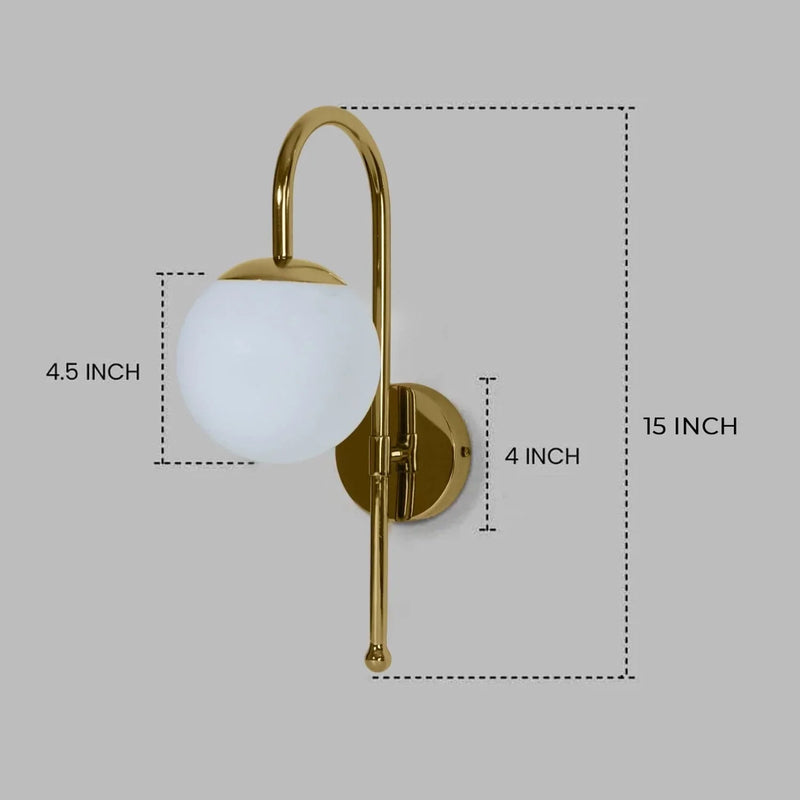 Wall Light – Modern Gold Wall Lamp with Frosted Glass Globe for Bedrooms & Living