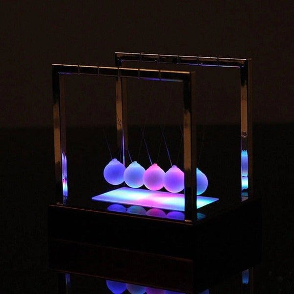 Illuminated LED Newton's Cradle – Modern Motion Desk Decor