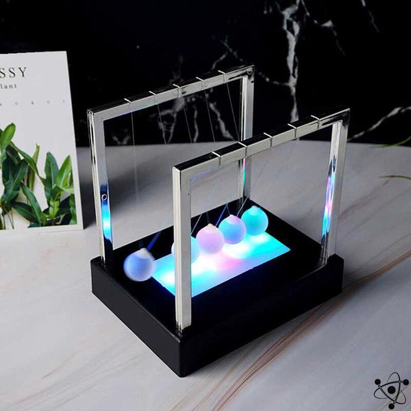 Illuminated LED Newton's Cradle – Modern Motion Desk Decor